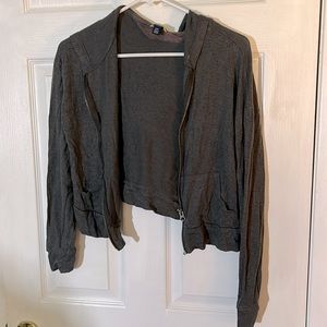 ❗️FREE❗️ - Medium Gray crop zip up jacket with hood